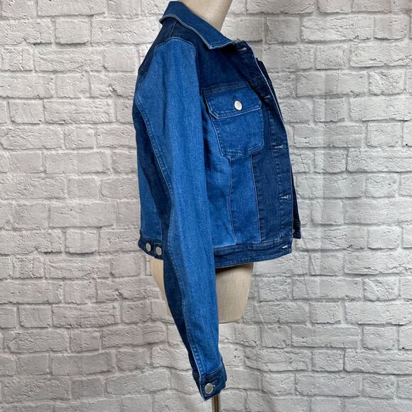 INC International Concepts Women's Patchwork Cropped Denim Jacket Medium - Picture 3 of 9